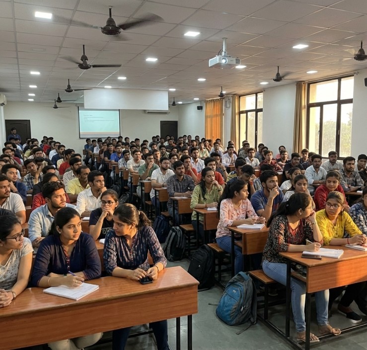 DreamOfficer classroom session for government exam preparation with faculty teaching students